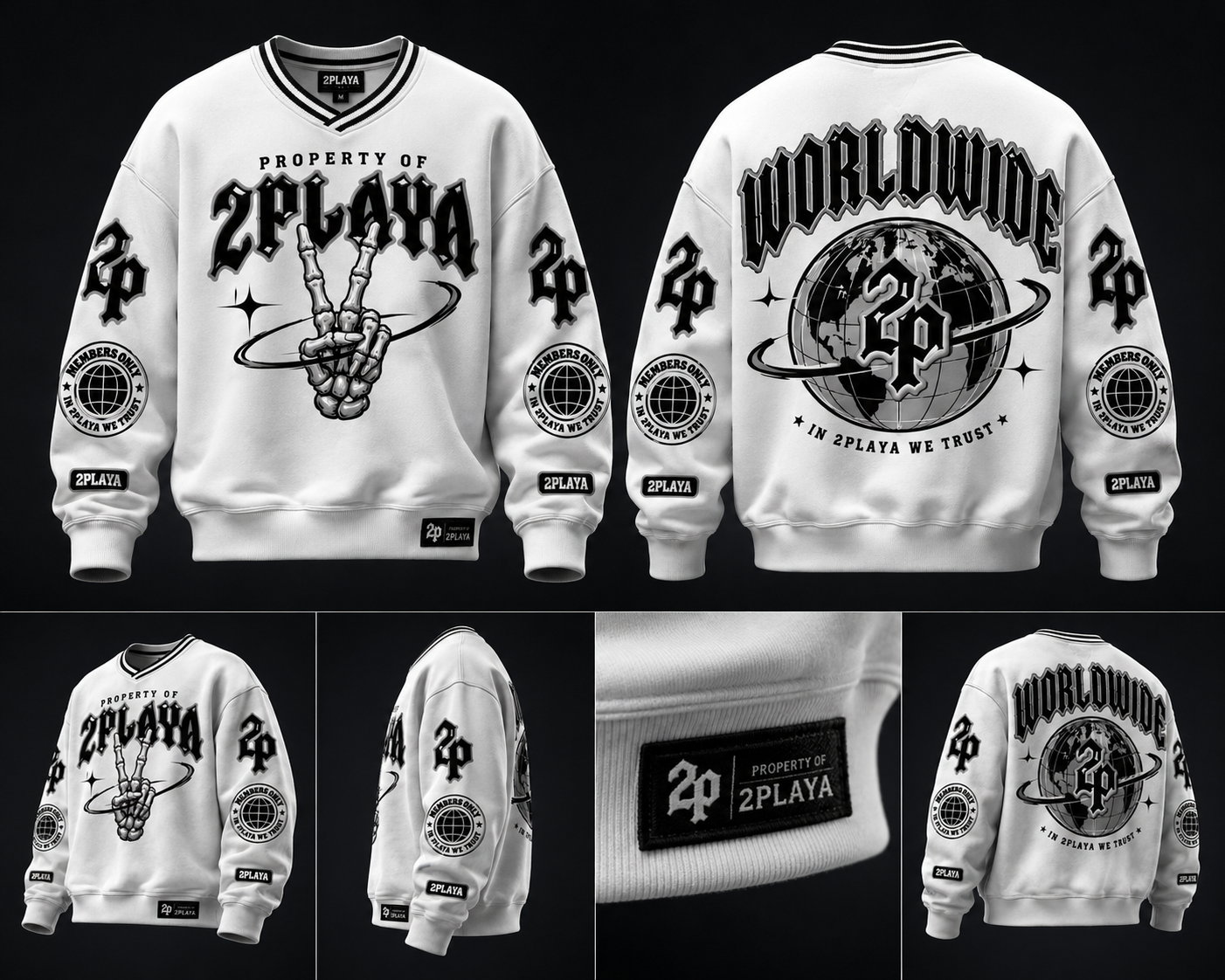 2Playa Worldwide Members Only Graphic Sweater | White