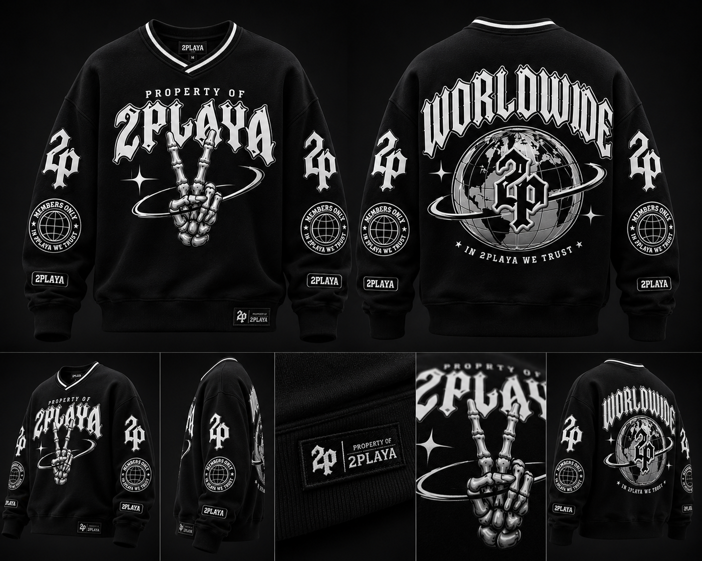 2Playa Worldwide “Members Only” Graphic Sweater – Black